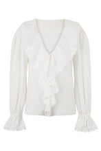 Load image into Gallery viewer, Blouse with V-neck in cotton poplin