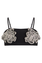 Load image into Gallery viewer, Top with embroidered rose jewelry