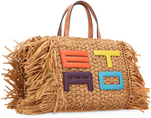 Load image into Gallery viewer, Fringed raffia tote bag