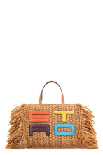 Load image into Gallery viewer, Fringed raffia tote bag