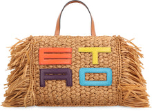 Load image into Gallery viewer, Fringed raffia tote bag