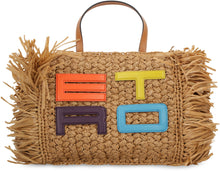 Load image into Gallery viewer, Fringed raffia tote bag