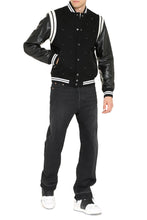Load image into Gallery viewer, Wool and leather bomber jacket