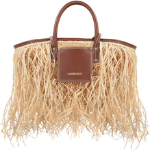 Load image into Gallery viewer, Le Panier Soli fringed raffia tote bag