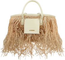 Load image into Gallery viewer, Le Panier Soli fringed raffia tote bag
