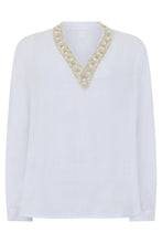 Load image into Gallery viewer, Cotton blouse with rhinestones