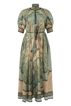 Load image into Gallery viewer, Long silk dress with floral print