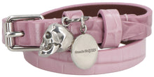 Load image into Gallery viewer, Skull logo plate leather bracelet