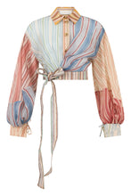 Load image into Gallery viewer, Short linen mix silk blouse