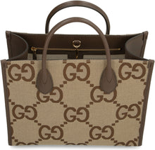 Load image into Gallery viewer, Jumbo GG all over logo canvas tote