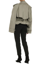 Load image into Gallery viewer, Folded dhort cotton trench coat