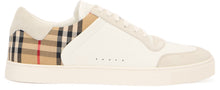 Load image into Gallery viewer, White cream sneakers in leather, suede and check pattern