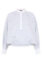 Load image into Gallery viewer, Cotton striped blouse with embroidery