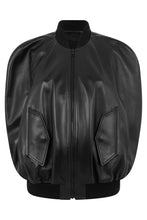 Load image into Gallery viewer, Black leather bomber jacket