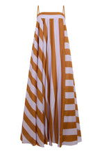 Load image into Gallery viewer, Long silk dress with stripe print