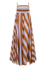 Load image into Gallery viewer, Long silk dress with stripe print