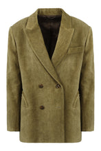 Load image into Gallery viewer, Oversized velvet double-breasted blazer