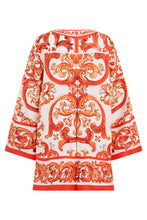 Load image into Gallery viewer, Twill caftan with majolica print