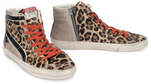 Load image into Gallery viewer, Sneakers Slide LTD in pony and laminated leather