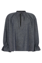 Load image into Gallery viewer, Linen blouse denim effect