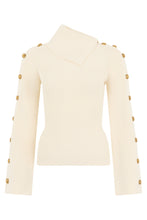 Load image into Gallery viewer, Sweater with asymmetrical collar and buttons