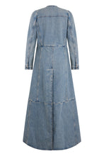 Load image into Gallery viewer, Long denim patchwork coat