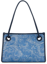 Load image into Gallery viewer, Small jacquard denim shopper bag