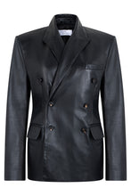 Load image into Gallery viewer, Double-breasted blazer in leather
