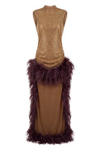 Load image into Gallery viewer, Long dress with feather details
