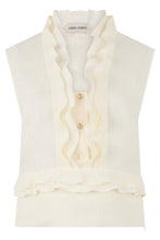 Load image into Gallery viewer, Linen blouse with ruffles
