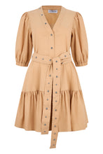 Load image into Gallery viewer, Stretch linen dress with studs
