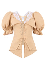 Load image into Gallery viewer, Stretch linen top with puff sleeves
