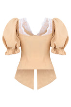 Load image into Gallery viewer, Stretch linen top with puff sleeves
