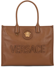 Load image into Gallery viewer, Leather tote bag with Medusa plate
