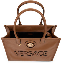 Load image into Gallery viewer, Leather tote bag with Medusa plate
