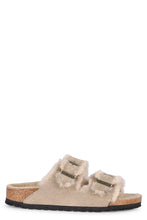 Load image into Gallery viewer, Arizona leather and fur slides
