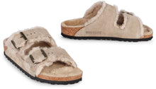 Load image into Gallery viewer, Arizona leather and fur slides
