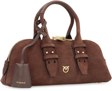 Load image into Gallery viewer, Borsa Escape Bag Baguette piccola in pelle scamosciata in English translates to "Small suede baguette escape bag."
