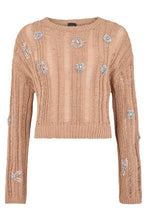 Load image into Gallery viewer, Short sweater in cotton blend with rhinestones
