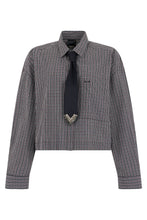 Load image into Gallery viewer, Cropped shirt with bow tie
