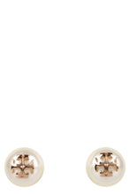 Load image into Gallery viewer, Pearl earrings with logo
