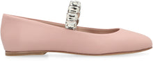 Load image into Gallery viewer, Crystal leather ballet flats
