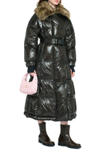 Load image into Gallery viewer, Chamoille belted long down jacket

