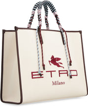 Load image into Gallery viewer, Canvas and leather tote bag
