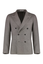 Load image into Gallery viewer, Double-breasted wool and silk jacket
