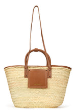 Load image into Gallery viewer, Straw tote bag with leather handles
