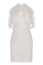 Load image into Gallery viewer, Mini dress in cady with ostrich feathers
