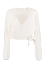 Load image into Gallery viewer, Wool cropped wrap cardigan
