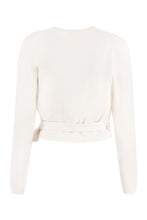 Load image into Gallery viewer, Wool cropped wrap cardigan
