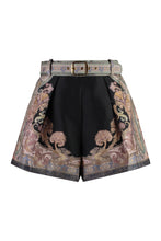 Load image into Gallery viewer, Tuck Illustration printed silk shorts
